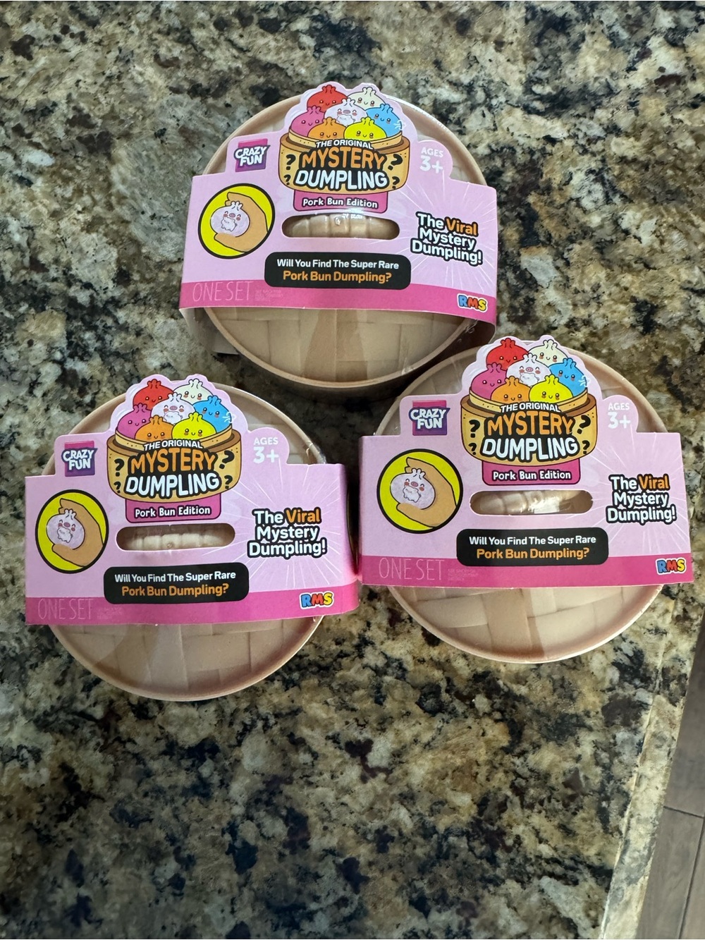 Set of 3 NEW Crazy Fun RMS Original Mystery Dumpling Pork Bun Edition